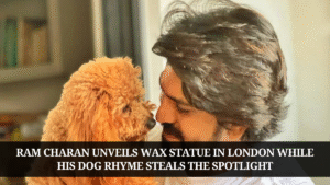 Ram Charan Unveils Wax Statue in London While His Dog Rhyme Steals the Spotlight