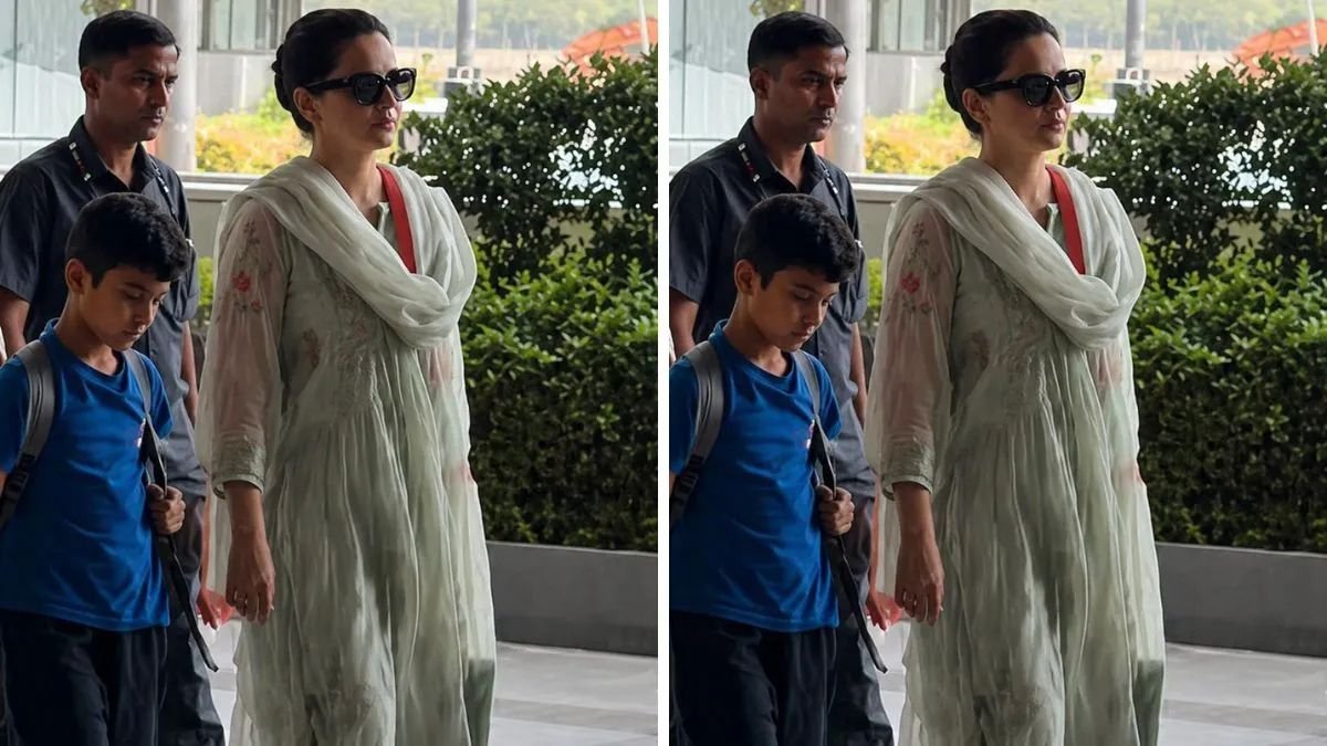 Kangana Ranaut turns heads in a graceful kurta set at the airport; here’s what it costs